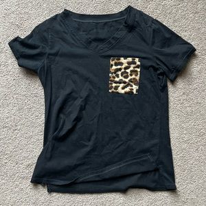 Black T-shirt w/ Leopard Pocket